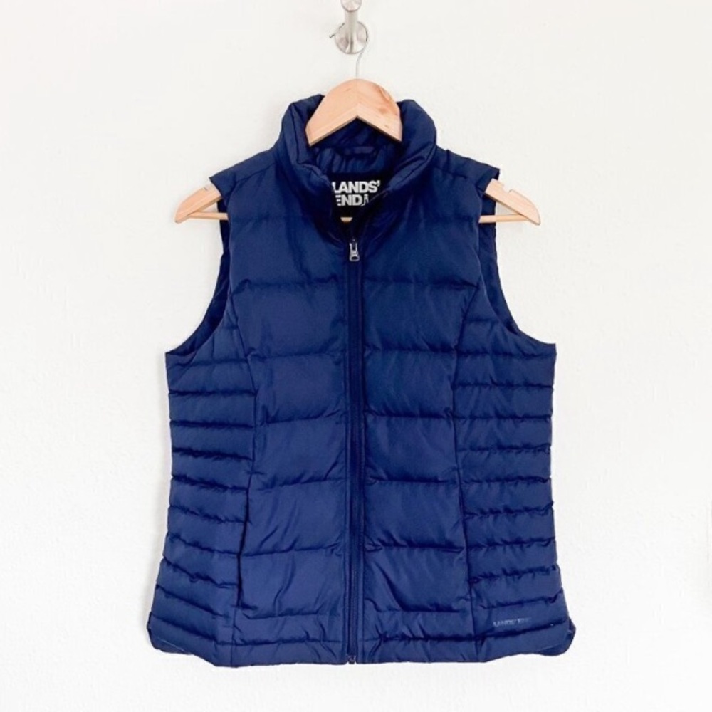 Lands' End Women's Puffer Vest Lightweight Padded Navy Blue Size Small